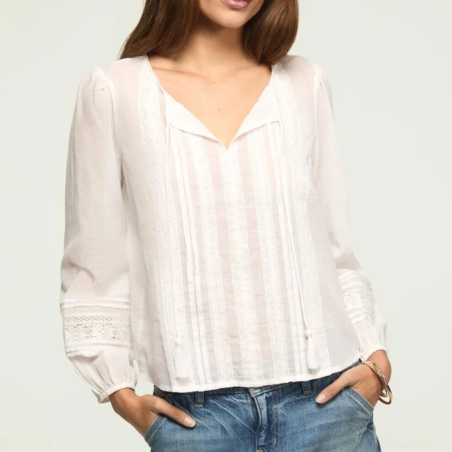 blouses Lucky Brand Women's Lace Pintuck Peasant Blouse Lucky Brand $53.7