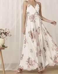dress Lulus cream pink floral wrap maxi dress adjustable strap sleeveless womens Small eBay $29.99