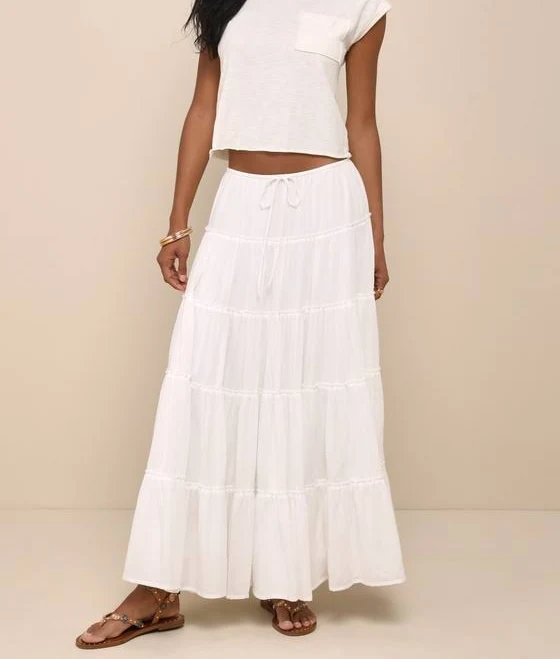 maxi skirt Lulus Gauzy Tiered Maxi Skirt Lulus $59