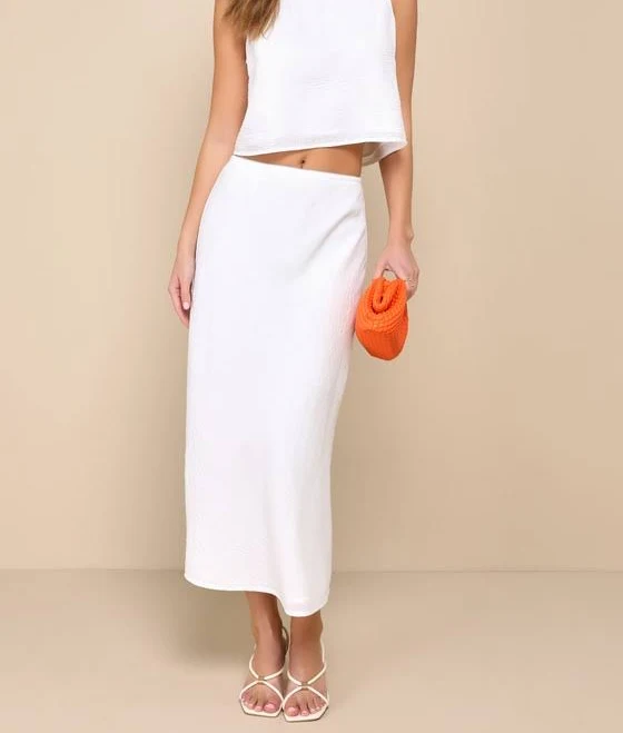 bottom Lulus High-Rise A-Line Midi Skirt Lulus $49