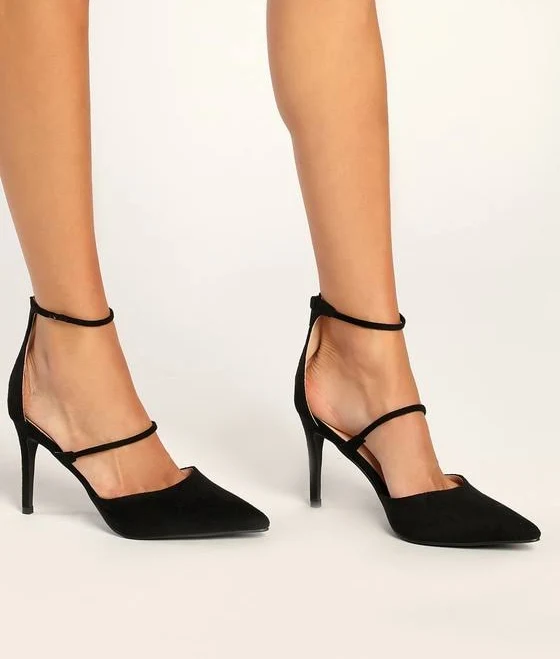 shoes Lulus Pointed-Toe Suede Ankle Strap Pumps Lulus $45