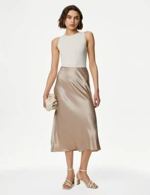 skirt M&S Satin Midi Slip Skirt Marks & Spencer - United States $68.99