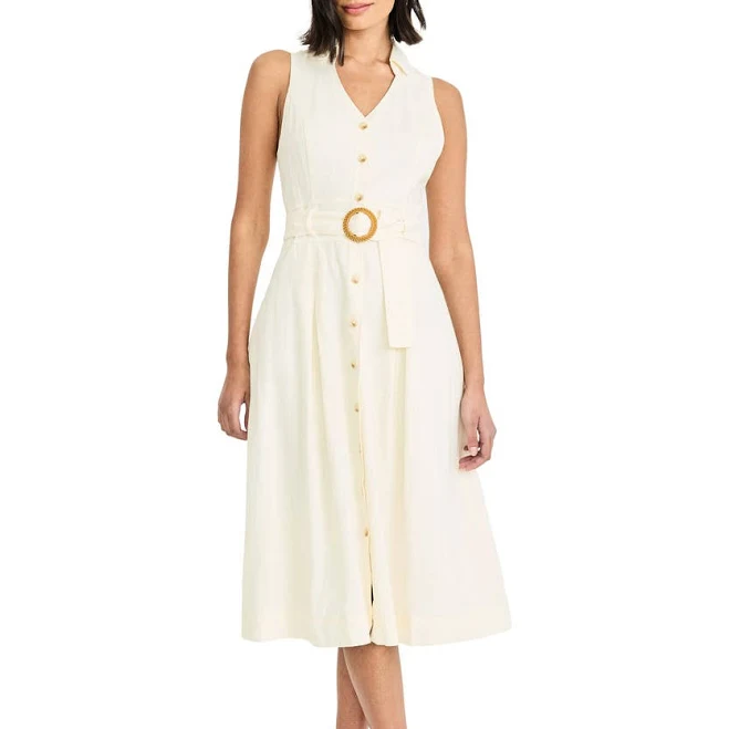 dress Maggy London Women's Sleeveless Linen Blend Midi Shirtdress Nordstrom $168