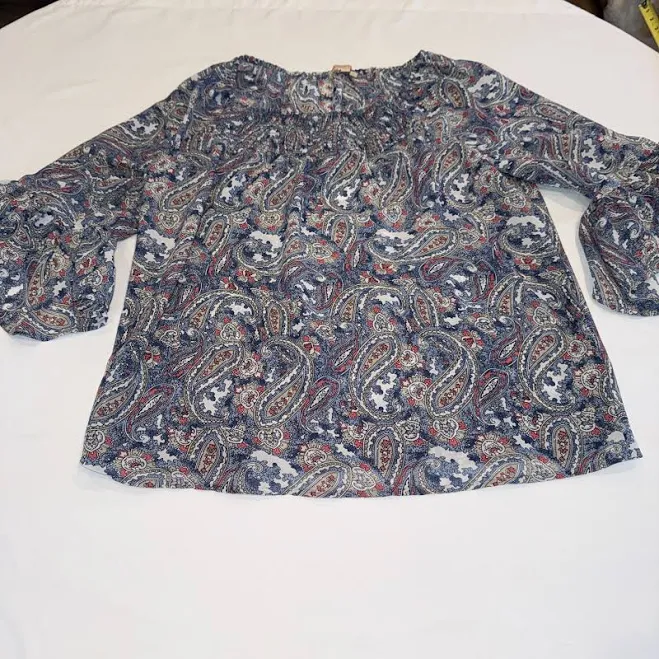 top Magnolia Lane Paisley Print Peasant Blouse Smocked Details Bell eBay $16.99