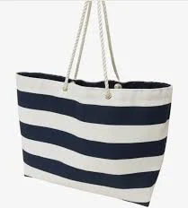 bag Mainland Canvas Nautical Tote - Navy/White Stripe Morningside Gifts $67.95