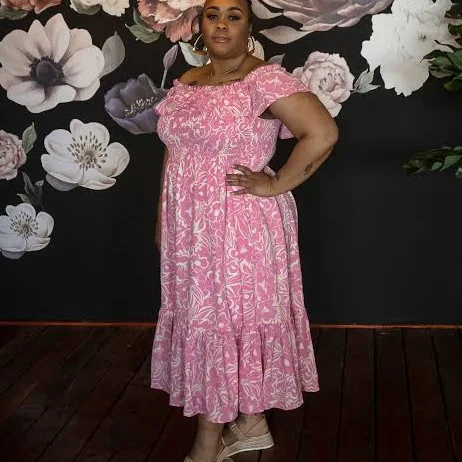 sundress Malia Off Shoulder Smocked Floral Midi Dress Sagnom Fashion $65