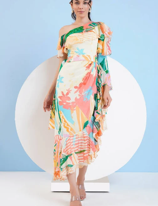 dress Mandira Wirk One-Shoulder Chiffon Maxi Dress Pernia's Pop Up Shop $249