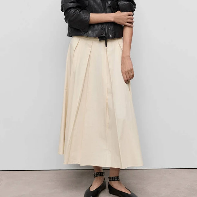 bottom MANGO Women's Pleated Midi-Skirt shop.mango.com $49.99