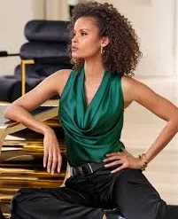 boat neck top Marilyn Cowl-Neck Charmeuse Blouse Deep Emerald Boston Proper $49.98