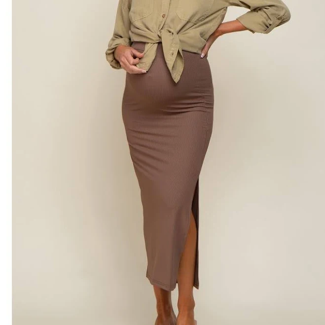 skirt Maternity Ribbed Side Slit Midi Skirt Nordstrom $53