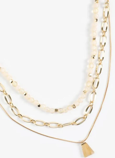 accessory maurices Women's Neutral Beaded Layered Necklace Maurices $18.99