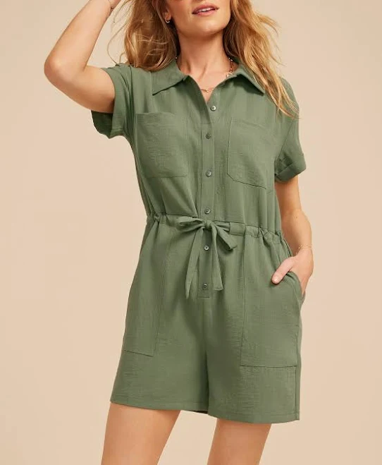 romper maurices Women's Short Sleeve Button Down Utility Romper Maurices $39.99