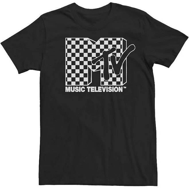 top Men's MTV Black and White Checker Logo Graphic T-Shirt Kohl's $19.11