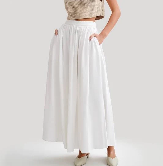maxi skirt Meshki Clarence White Linen Maxi Skirt meshki.us $115