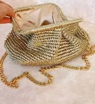 bag Metallic cluth Raffia clutch bag gold clutch woven raffia bag Straw clutch raffia Dumpling bag Handmade raffia bag summer handbag cloud bag Etsy $69