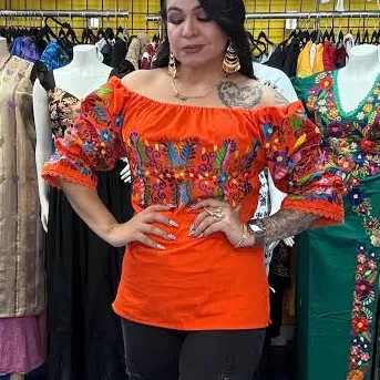 top Mexican Off Shoulder Embroidered Floral Blouse Etsy - Seller $58.5