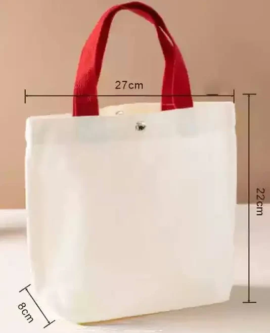 bag Mini White Canvas Tote Bag with Color Handles (Choose Color: Red) 4customize $2.69