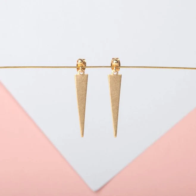 accessory Minimalist Gold Triangle Earrings Etsy - Seller $21.28