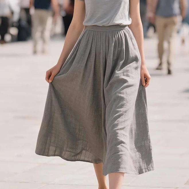 bottoms Minimalist High Waist Linen Midi Skirt Etsy - Seller $42.36