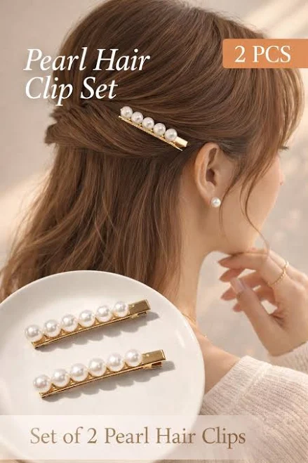 accessory Minimalist Pearl Hair Clips (Set of 2) Etsy - annstylestore $10.99