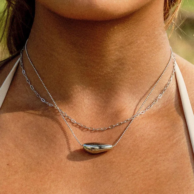 accessory Minimalist Silver Teardrop Pendant Necklace Etsy - Seller $29.39