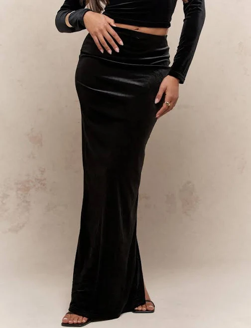 maxi skirt Missguided Elegant Velvet Fitted Maxi Skirt with Side Split missguided $16.94
