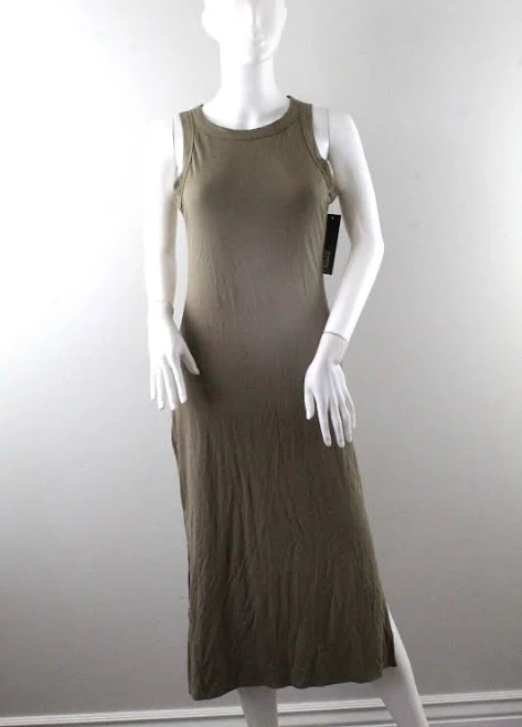 dress Mittoshop Women's Size Medium Olive Side Slits Ribbed Tank Midi Dress eBay - lulasshop $39.99