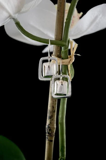 accessory Modern Sterling Silver Square Dangle Earrings Etsy - Booderandboy $51