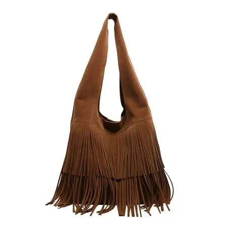 bag Modisza Slouchy Hobo Bags for Women Fringe Tassel Shoulder Purses Ladies Vintage Top Handle Handbag, Women's, Size: Large, Brown Walmart - Modisza $25.6
