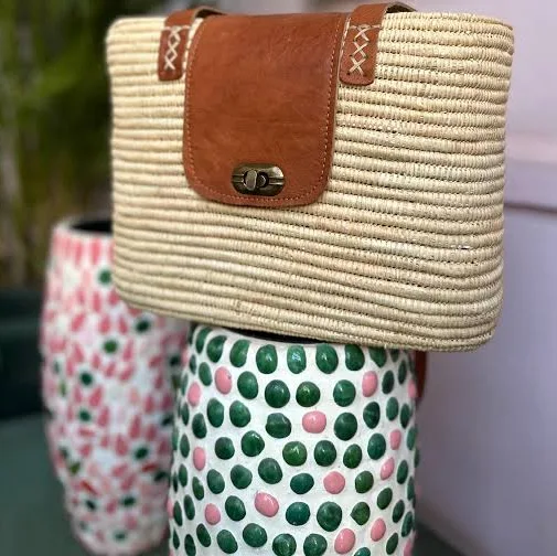 bag Moroccan Raffia Leather Tote Bag Etsy - Seller $91