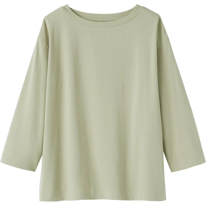 top MUJI Jersey Boatneck T-Shirt Women's muji.us $16.9