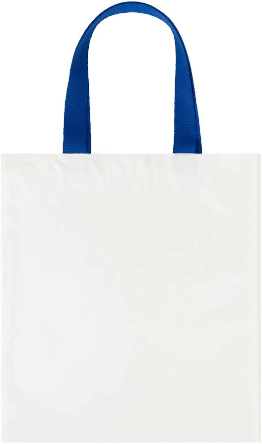 bag Muka White Canvas Tote Bag With Contrast Color Handles, Heavy Duty Grocery Tote Bag - 13-3/4" X 15" - White / Royal Blue, Cotton Canvas Opentip.com $3.59