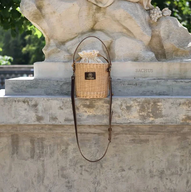 bag Natural Wicker Bucket Basket with Leather Long Shoulder Strap Etsy - Medvilniukas $157.56