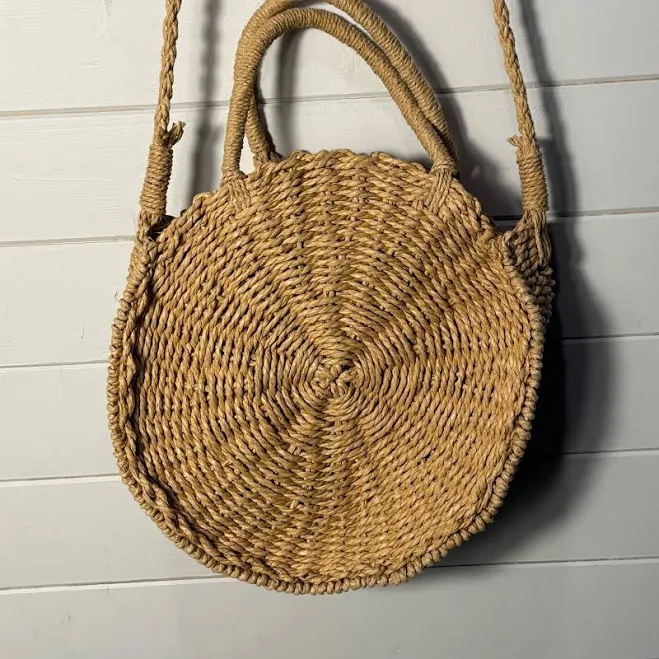 bag Natural Woven Straw Round Crossbody Bag Handbag Circle Boho Beach eBay $16.14