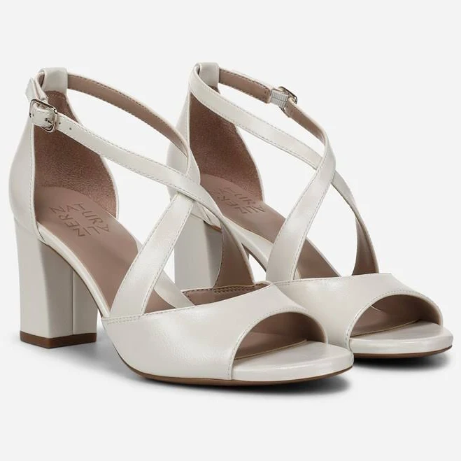 shoes Naturalizer Hollis Strappy Sandals, Warm White Faux Leather, 9.5 Wide | Open Toe, Block Heels Naturalizer $99.99