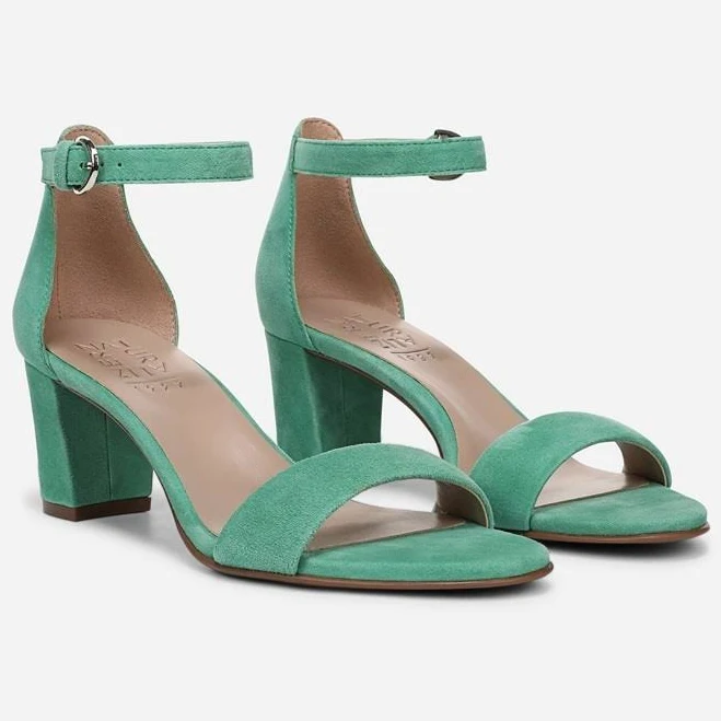 shoes Naturalizer Vera Dress Sandals, Emerald Green Suede Leather, 6.5 Wide | Almond Toe, Block Heels, Ankle Strap Naturalizer $104.99
