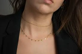 accessory necklace with mini plates * delicate chain gold * small coins necklace * dainty ladies necklace * tiny chain woman * delicate gold jewelry Etsy $60.19