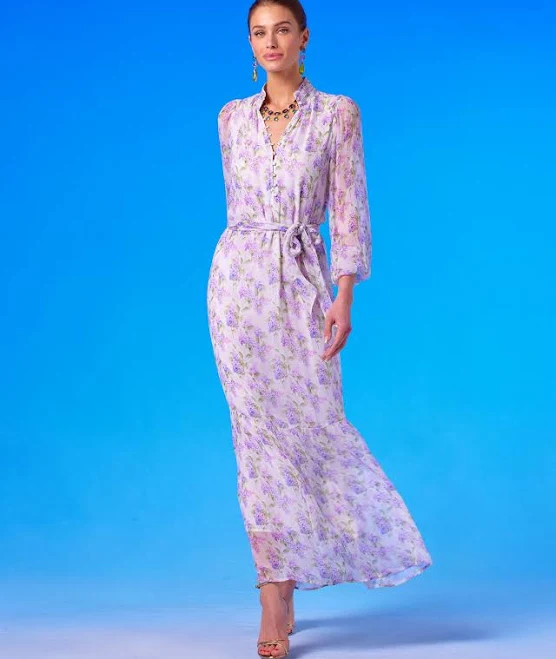 dress NicoBlu Blythe Maxi Crinkle Chiffon Dress in Lavender Floral NicoBlu $280.8