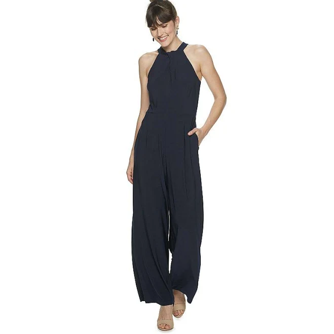 jumpsuit Nina Leonard Women's Twist Halter Knit Jumpsuit with Pockets Kohl's $38.76
