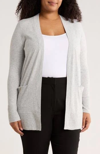 cardigan Nordstrom Open Front Cardigan in Grey Heather at Nordstrom Rack, Size 4X Nordstrom Rack $19.99