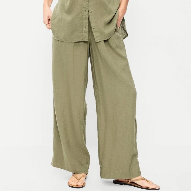 bottom Old Navy Women's High-Waisted Linen-Blend Super Wide-Leg Pants Old Navy $28