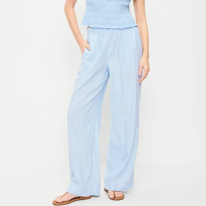 matching set Old Navy Women's High-Waisted Linen-Blend Super Wide-Leg Pants Old Navy $32