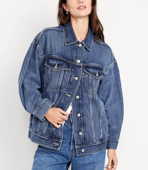denim jacket Old Navy Women's Oversized Studded Jean Jacket Old Navy $59.99