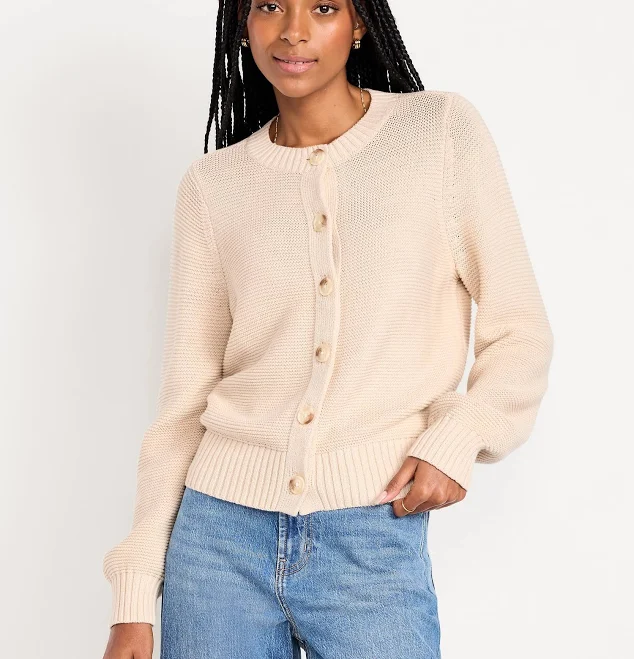 outerwear Old Navy Women's Seaside Cotton Garter-Knit Cardigan Sweater Old Navy $34.99