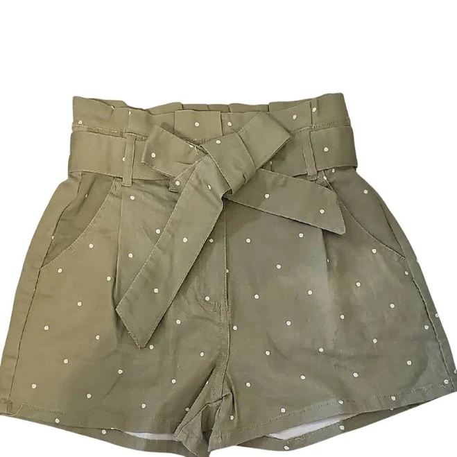 shorts Olive Polka Dot Paperbag Waist Shorts High Rise Belted Cottagecore eBay $25
