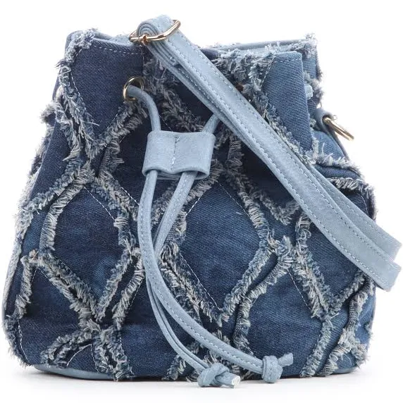 bag Olivia Miller Ilana Denim Quilt Fringe Crossbody Bucket Bag Shoe Carnival $29.99
