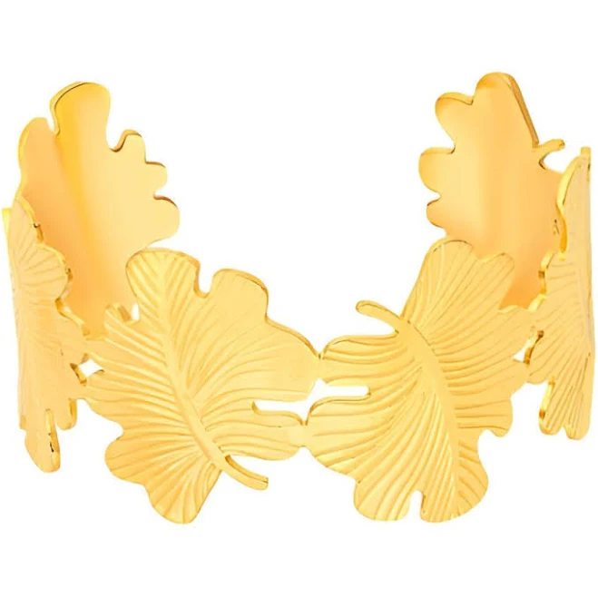 accessory Omelya Monstera Leaves Stainless Steel Cuff Bracelet La Boutique du Bracelet $29.99