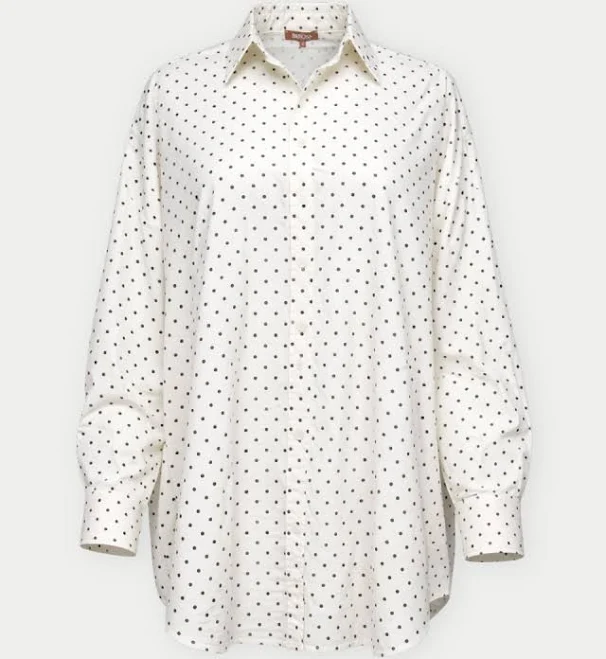 button down shirt Oversized Polka Dot Button Down Shirt Blackbird Boutique $54.99