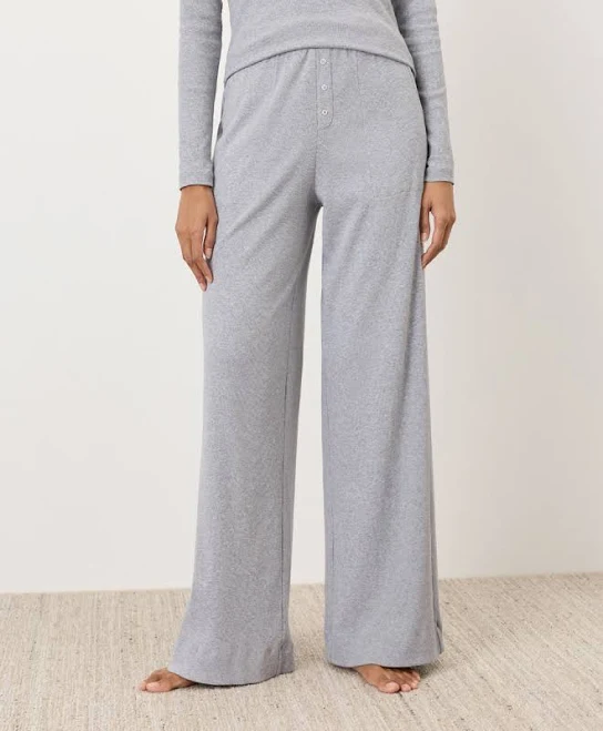 trousers Pact Women's Dream Rib Wide-Leg Organic Cotton Lounge Pants p a c t $40