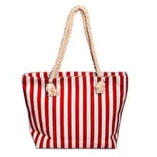 bag Paper Mart Red and White Vertical Stripe Canvas Totes Paper Mart $4.94